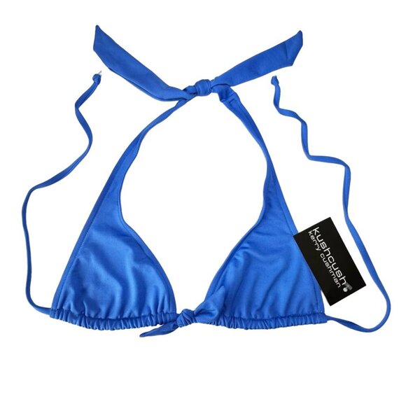 NWT Kushcush Kerry Cushman Triangle Bikini Tip Sz.M Blue Beach Brazilian Sexy - Picture 2 of 6